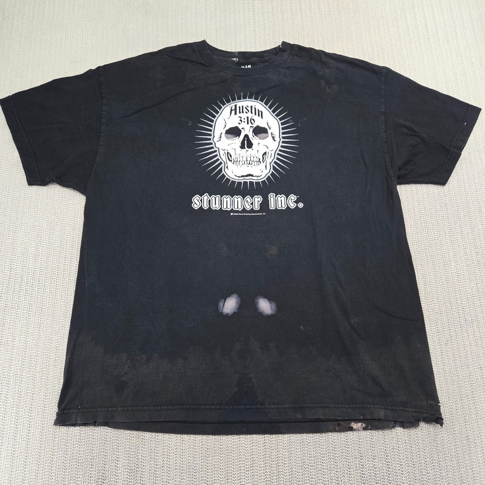 VTG 2003 WWE Stone Cold Steve Austin 3:16 Shirt 2XL XXL Black Skull Stunner Inc